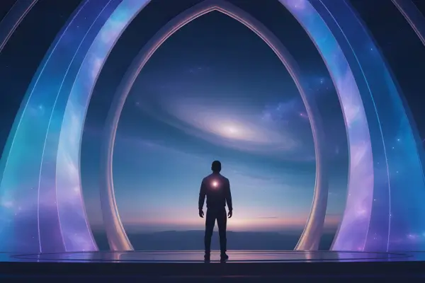 A group of hands coming together around a glowing orb.